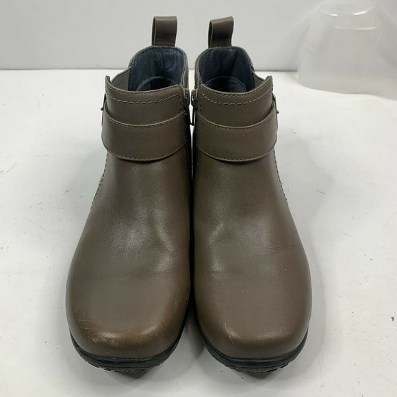 Vionic Adrie Orthaheel Orthotic Leather Ankle Boots Taupe Side Zip Women’s Sz 7 - Picture 5 of 11